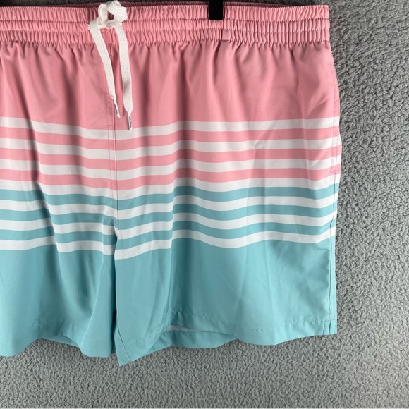 Men's Chubbies Mens 3XL Pink & Blue Classic Lined Striped 5.5 in. Swim Trunk - Picture 4 of 14